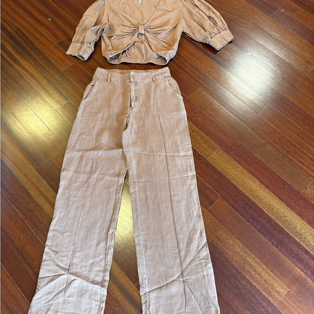 Young Fabulous & Broke Tan Wide Leg Pants & Jumpsuit Set